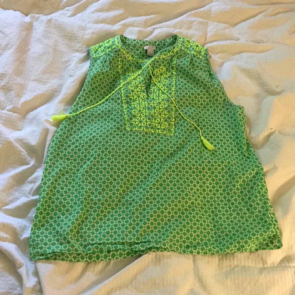 Lime/hot yellow embroidered sleeveless top